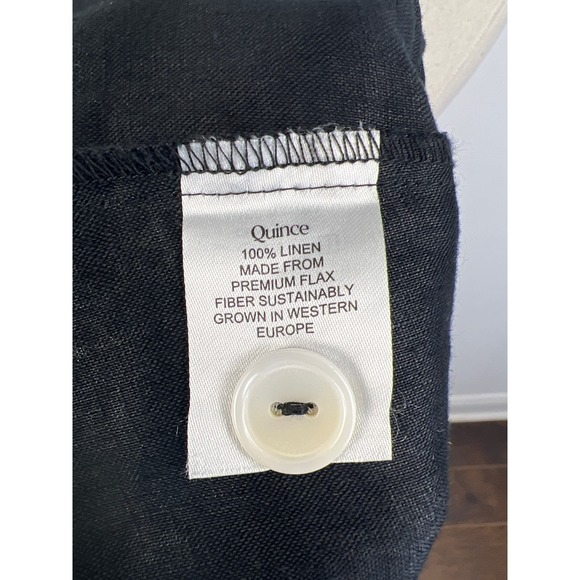 QUINCE Black 100% European Linen Button Front Dress Size Medium - Picture 11 of 12